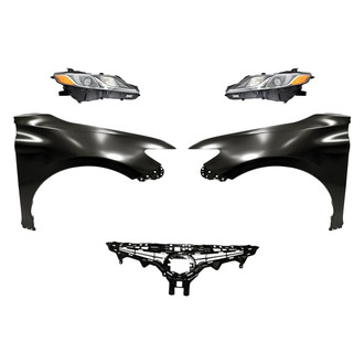 Replacement - 5-Piece Kit (Driver and Passenger Side Headlights, Grille, Driver and Passenger Side Fenders) (CAPA Certified)