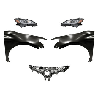 Replacement - 5-Piece Kit (Driver and Passenger Side Headlights, Upper Grille, Driver and Passenger Side Fenders) (CAPA Certified)