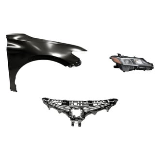 Replacement - 3-Piece Kit (Passenger Side Headlight, Upper Grille, Front Passenger Side Fender) (CAPA Certified)