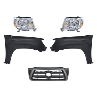 Replacement - 5-Piece Kit (Driver and Passenger Side Headlights, Grille, Driver and Passenger Side Fenders) (Standard Line)