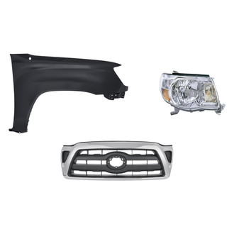 Replacement - 3-Piece Kit (Passenger Side Headlight, Grille, Front Passenger Side Fender) (Standard Line)