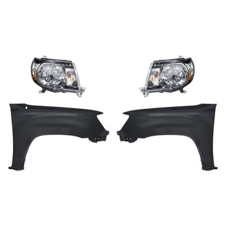 Replacement - 4-Piece Kit (Driver and Passenger Side Headlights, Driver and Passenger Side Fenders) (CAPA Certified)