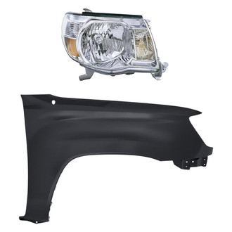 Replacement - 2-Piece Kit (Passenger Side Headlight, Front Passenger Side Fender) (CAPA Certified)