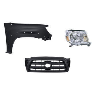 Replacement - 3-Piece Kit (Passenger Side Headlight, Grille, Front Passenger Side Fender) (Standard Line)