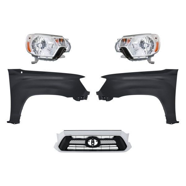 Replacement - 5-Piece Kit (Driver and Passenger Side Headlights, Grille, Driver and Passenger Side Fenders)