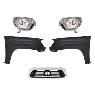 Replacement - 5-Piece Kit (Driver and Passenger Side Headlights, Grille, Driver and Passenger Side Fenders) (Standard Line)
