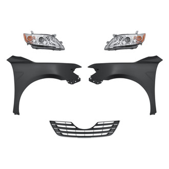 Replacement - 5-Piece Kit (Driver and Passenger Side Headlights, Grille, Driver and Passenger Side Fenders) (CAPA Certified)