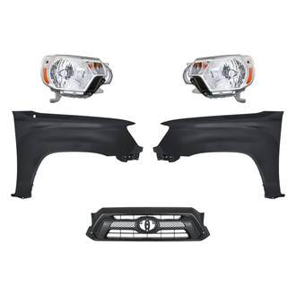 Replacement - 5-Piece Kit (Driver and Passenger Side Headlights, Grille, Driver and Passenger Side Fenders) (Standard Line)