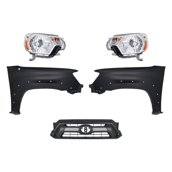 Replacement - 5-Piece Kit (Driver and Passenger Side Headlights, Grille, Driver and Passenger Side Fenders)