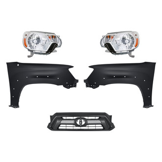 Replacement - 5-Piece Kit (Driver and Passenger Side Headlights, Grille, Driver and Passenger Side Fenders) (Standard Line)