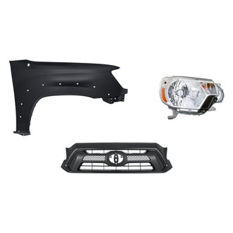 Replacement - 3-Piece Kit (Passenger Side Headlight, Grille, Front Passenger Side Fender) (Standard Line)