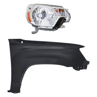Replacement - 2-Piece Kit (Passenger Side Headlight, Front Passenger Side Fender) (CAPA Certified)