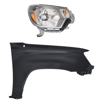 Replacement - 2-Piece Kit (Passenger Side Headlight, Front Passenger Side Fender) (CAPA Certified)
