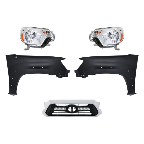 Replacement - 5-Piece Kit (Driver and Passenger Side Headlights, Grille, Driver and Passenger Side Fenders)