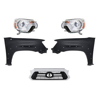Replacement - 5-Piece Kit (Driver and Passenger Side Headlights, Grille, Driver and Passenger Side Fenders) (CAPA Certified)