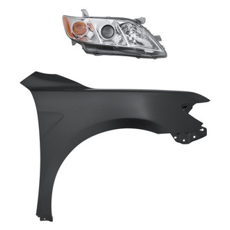 Replacement - 2-Piece Kit (Passenger Side Headlight, Front Passenger Side Fender) (CAPA Certified)