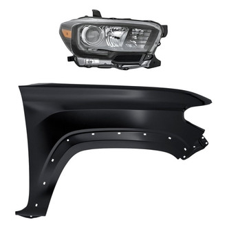 Replacement - 2-Piece Kit (Passenger Side Headlight, Front Passenger Side Fender)