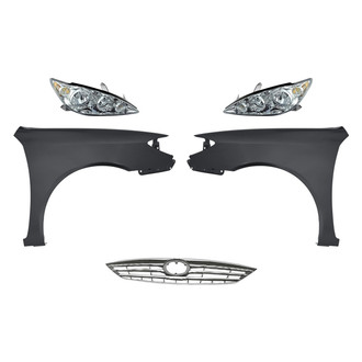 Replacement - 5-Piece Kit (Driver and Passenger Side Headlights, Grille, Driver and Passenger Side Fenders) (Standard Line)