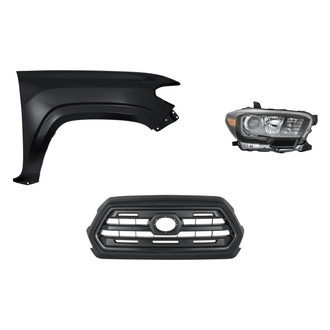 Replacement - 3-Piece Kit (Passenger Side Headlight, Grille, Front Passenger Side Fender) (CAPA Certified)