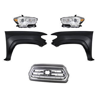 Replacement - 5-Piece Kit (Driver and Passenger Side Headlights, Grille, Driver and Passenger Side Fenders) (Standard Line)