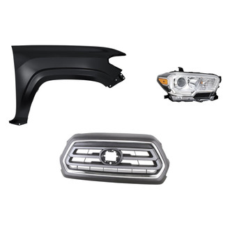 Replacement - 3-Piece Kit (Passenger Side Headlight, Grille, Front Passenger Side Fender) (Standard Line)