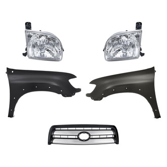 Replacement - 5-Piece Kit (Driver and Passenger Side Headlights, Grille, Driver and Passenger Side Fenders) (Standard Line)