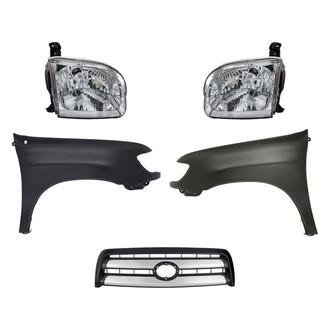 Replacement - 5-Piece Kit (Driver and Passenger Side Headlights, Grille, Driver and Passenger Side Fenders) (Standard Line)
