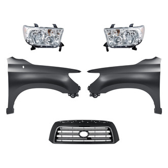 Replacement - 5-Piece Kit (Driver and Passenger Side Headlights, Grille, Driver and Passenger Side Fenders) (Standard Line)