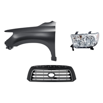 Replacement - 3-Piece Kit (Driver Side Headlight, Grille, Front Driver Side Fender) (Standard Line)