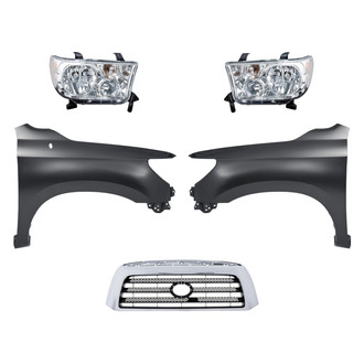 Replacement - 5-Piece Kit (Driver and Passenger Side Headlights, Grille, Driver and Passenger Side Fenders) (Standard Line)