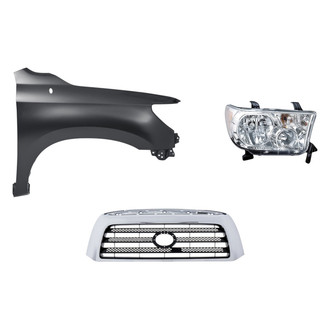 Replacement - 3-Piece Kit (Passenger Side Headlight, Grille, Front Passenger Side Fender) (Standard Line)