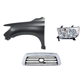 Replacement - 3-Piece Kit (Driver Side Headlight, Grille, Front Driver Side Fender) (Standard Line)