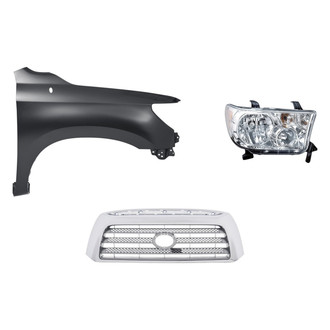 Replacement - 3-Piece Kit (Passenger Side Headlight, Grille, Front Passenger Side Fender) (Standard Line)