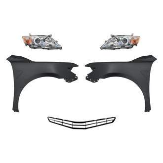 Replacement - 5-Piece Kit (Driver and Passenger Side Headlights, Lower Grille, Driver and Passenger Side Fenders) (Standard Line)