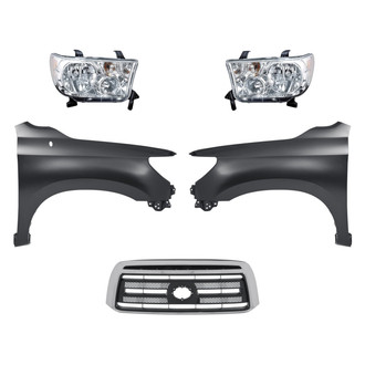 Replacement - 5-Piece Kit (Driver and Passenger Side Headlights, Grille, Driver and Passenger Side Fenders) (Standard Line)