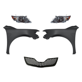 Replacement - 5-Piece Kit (Driver and Passenger Side Headlights, Grille, Driver and Passenger Side Fenders) (CAPA Certified)