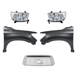 Replacement - 5-Piece Kit (Driver and Passenger Side Headlights, Grille, Driver and Passenger Side Fenders) (Standard Line)