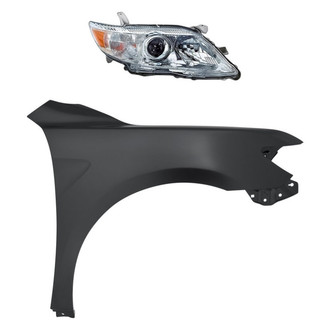 Replacement - 2-Piece Kit (Passenger Side Headlight, Front Passenger Side Fender) (CAPA Certified)