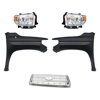 Replacement - 5-Piece Kit (Driver and Passenger Side Headlights, Grille, Driver and Passenger Side Fenders) (Standard Line)
