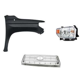 Replacement - 3-Piece Kit (Passenger Side Headlight, Grille, Front Passenger Side Fender) (Standard Line)