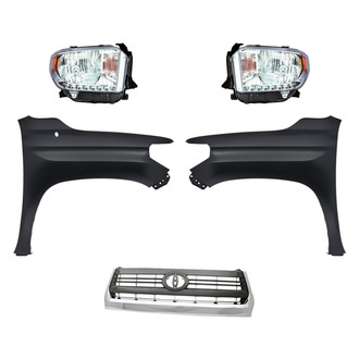 Replacement - 5-Piece Kit (Driver and Passenger Side Headlights, Grille, Driver and Passenger Side Fenders) (Standard Line)