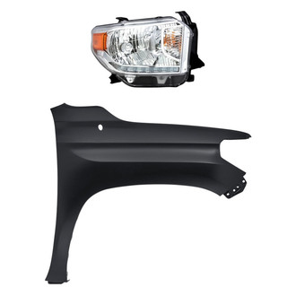 Replacement - 2-Piece Kit (Passenger Side Headlight, Front Passenger Side Fender) (CAPA Certified)
