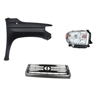 Replacement - 3-Piece Kit (Passenger Side Headlight, Grille, Front Passenger Side Fender) (CAPA Certified)