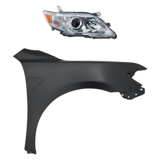Replacement - 2-Piece Kit (Passenger Side Headlight, Front Passenger Side Fender) (CAPA Certified)