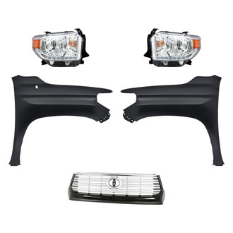 Replacement - 5-Piece Kit (Driver and Passenger Side Headlights, Grille, Driver and Passenger Side Fenders) (CAPA Certified)