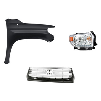 Replacement - 3-Piece Kit (Passenger Side Headlight, Grille, Front Passenger Side Fender) (Standard Line)