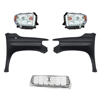 Replacement - 5-Piece Kit (Driver and Passenger Side Headlights, Grille, Driver and Passenger Side Fenders) (Standard Line)