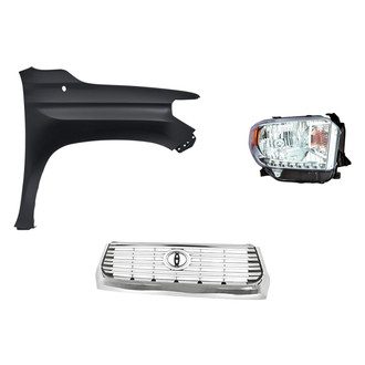 Replacement - 3-Piece Kit (Passenger Side Headlight, Grille, Front Passenger Side Fender) (Standard Line)