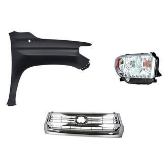 Replacement - 3-Piece Kit (Passenger Side Headlight, Grille, Front Passenger Side Fender) (Standard Line)