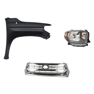 Replacement - 3-Piece Kit (Passenger Side Headlight, Grille, Front Passenger Side Fender) (Standard Line)